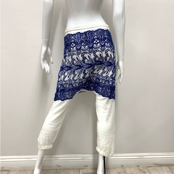 Women’s Gypsy 05 Royal Blue & Ivory Crochet Harem Pants - Picture 3 of 6